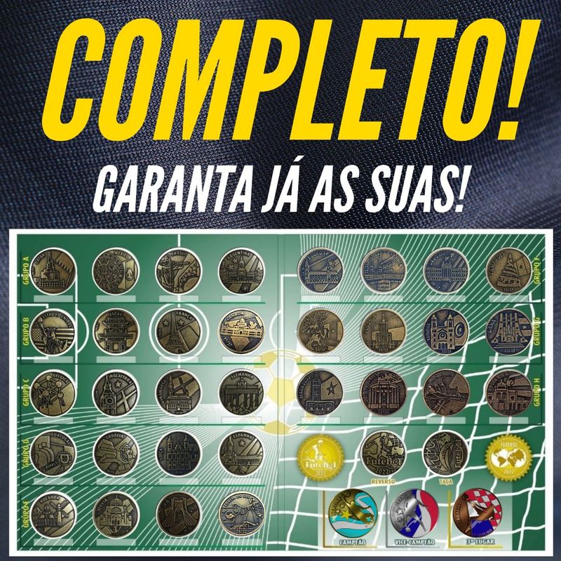 Set completo de Medalhas Copa do Mundo 2022 JOGOS Grupo C