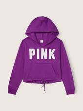 Blusa Moletom PINK Fleece Cropped Cinched Campus Hoodie Couture